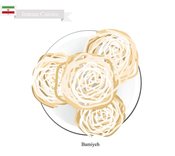 Bamiyeh o ciambella iraniana a base di yogurt e pasta d'amido — Vettoriale Stock