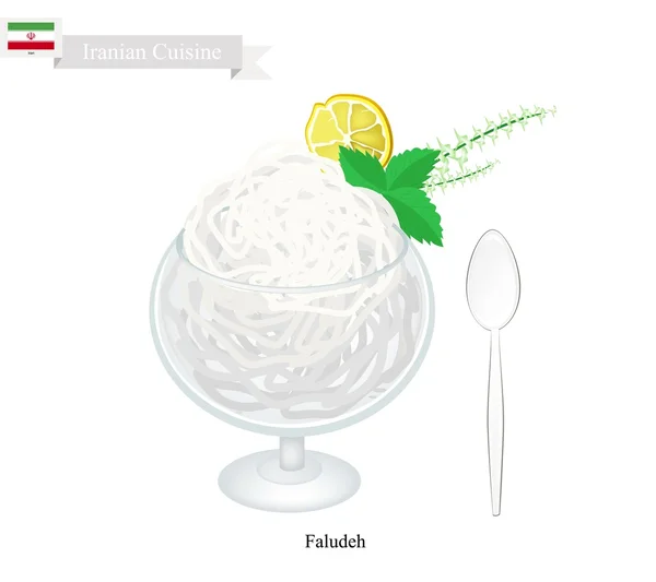 Faludeh lub irański ryż Noodle i Rose Water sorbet — Wektor stockowy