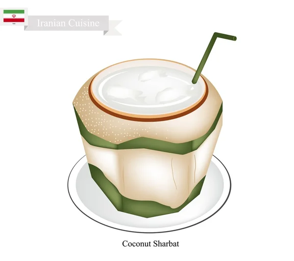 Sharbat de coco o bebida iraní de coco y jarabe aromático — Vector de stock