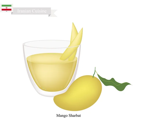 Mango Sharbat or Iranian Drink From Mango and Syrup — Stock Vector