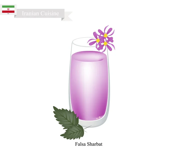 Falsa Sharbat or Iranian Drink From Grewia Asiatica and Syrup — Stock Vector