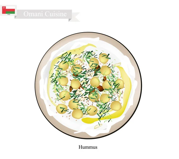 Hummus o garbanzos omaníes Difundir inmersión o propagación — Vector de stock