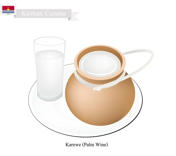 Karewe o vino de palma, una bebida famosa en Kiribati — Vector de stock