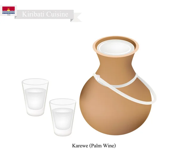 Karewe o Palm Wine, famosa bevanda a Kiribati — Vettoriale Stock