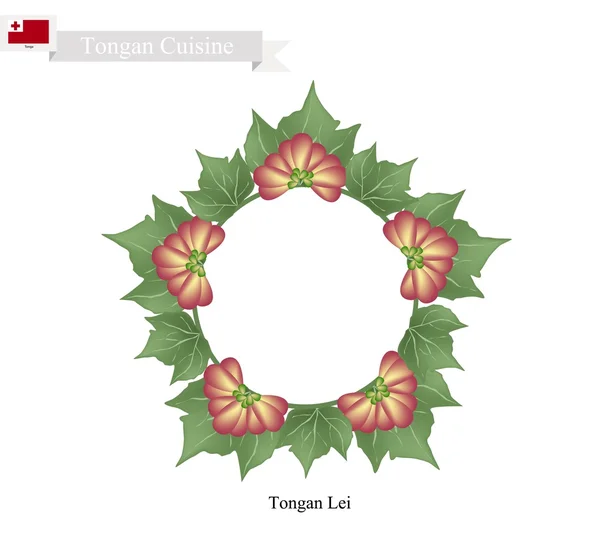 Tonga Lei of Tongaans Heilala bloemen en bladeren Garland — Stockvector