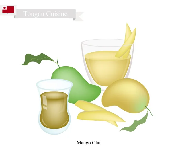 Mangue Otai ou noix de coco Tongan et mangue mûre — Image vectorielle