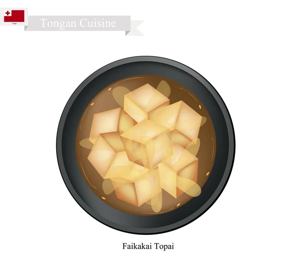 Faikakai Topai of Tongaans Dumplings in zoete kokossaus — Stockvector