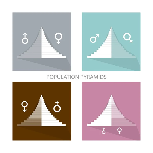 Detalle de las pirámides de población Los gráficos dependen del género — Archivo Imágenes Vectoriales