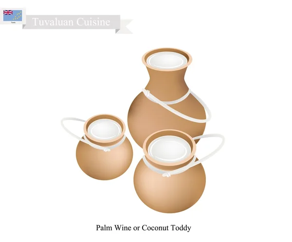 Palmwijn of kokos Toddy, een beroemde drankje in Tuvalu — Stockvector