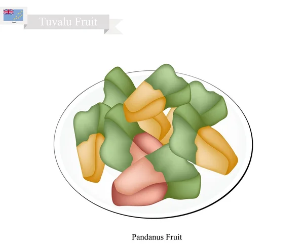 Schroef Pine, een inheemse Fruit in Tuvalu — Stockvector