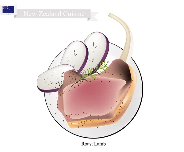 Жареная баранина отбивная, популярное блюдо Новой Зеландии — стоковый вектор