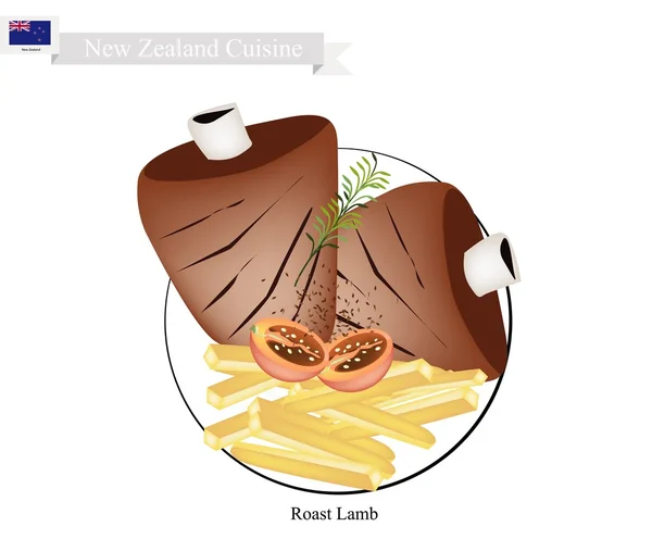 Жареный ягненок, популярное блюдо Новой Зеландии — стоковый вектор