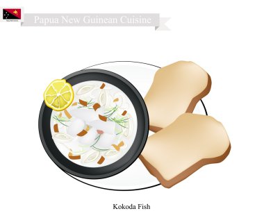 Hindistan Cevizi Sütü Kokoda veya Papua Yeni Gine Çiğ Balık
