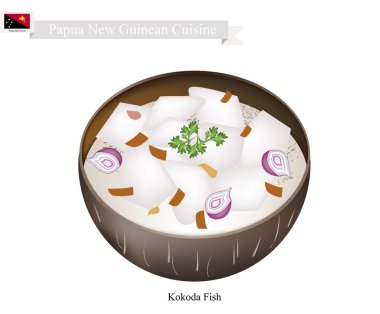 Hindistan Cevizi Sütü Kokoda veya Papua Yeni Gine Çiğ Balık