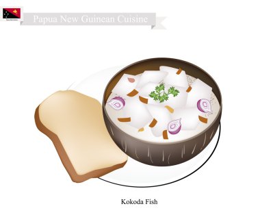 Hindistan Cevizi Sütü Kokoda veya Papua Yeni Gine Çiğ Balık