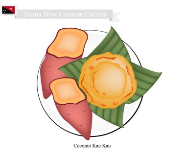 Hindistan cevizi Kau Kau veya Papua Yeni Gine Fırında Tatlı Patates