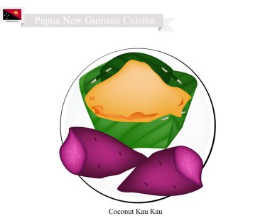 Hindistan cevizi Kau Kau veya Papua Yeni Gine Fırında Tatlı Patates