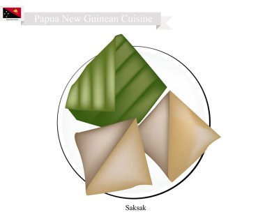 Saksak veya Papua Yeni Gine Tapyoka ve Muz Köfte