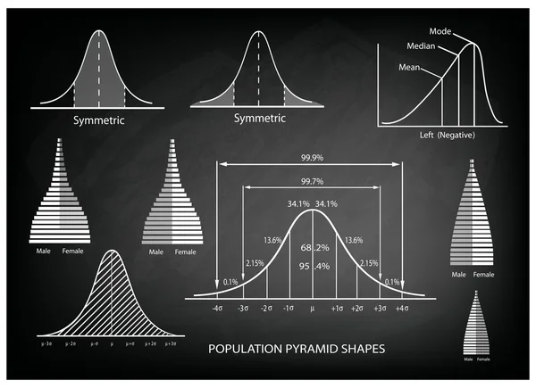 Standard Deviation Diagram with Population Pyramid Chart — Stock Vector