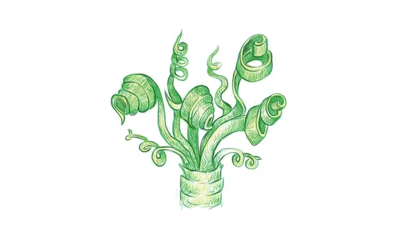 生態学的概念 家や建物の装飾のための新鮮なスパイラルグリーン草のイラスト — ストックベクタ