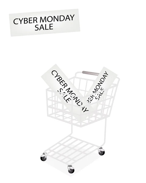 En kundvagn på cyber måndag banner — Stock vektor