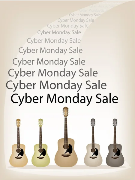 Hermosas guitarras Fondo de Cyber Monday Venta — Vector de stock