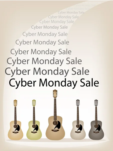 Schöne Gitarren Hintergrund für Cyber-Monday-Verkauf — Stockvektor