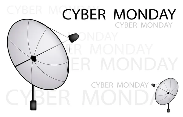 Un plat satellite envoyant un signe Cyber Monday — Image vectorielle