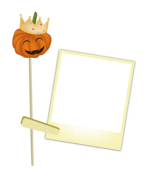 空白の写真が付いている王冠のハロウィンのカボチャ — ストックベクタ