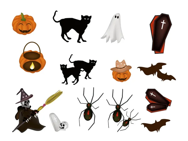 Een illustratie set van verschillende halloween item — Stockvector
