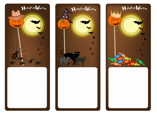 Set de tres Banners de Noche de Halloween — Vector de stock