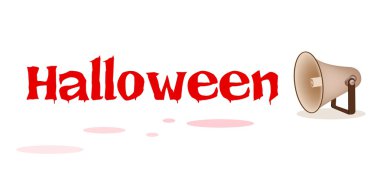 Megafon bağırarak kelime Halloween beyaz arka plan üzerinde
