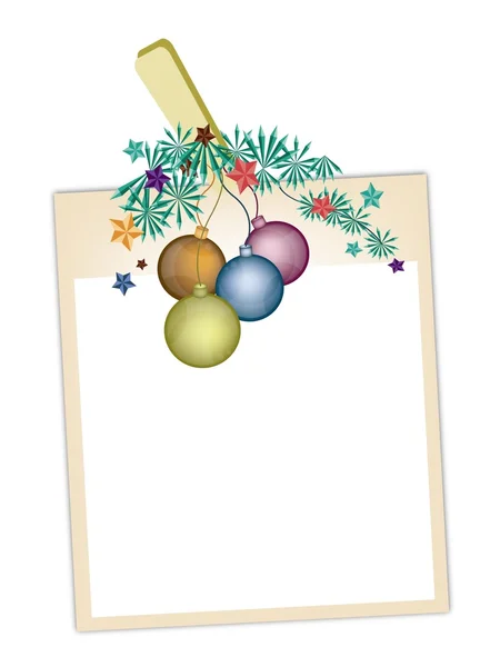 Blank Photos with Christmas Ball Hanging on Clothesline — Stock Vector