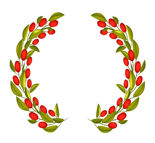 Olive Wreath or Olive Crown with Red Fruit — Stock Vector
