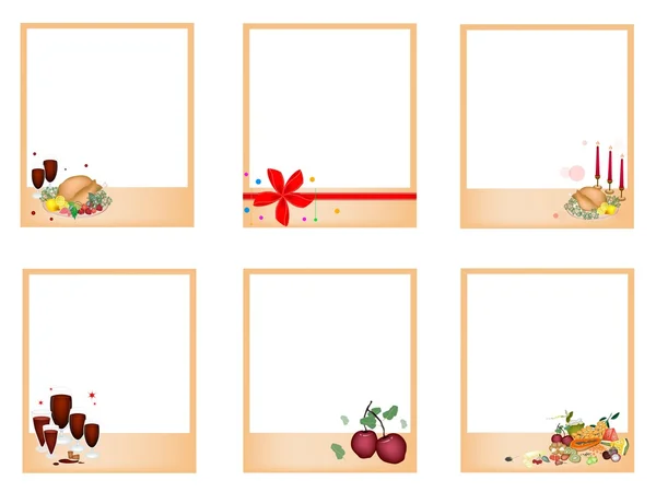 Set of Photos withTraditional Christmas Dinner — Stock Vector