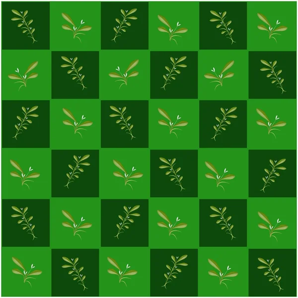 Mistletoe dans l'échiquier vert et vert foncé — Image vectorielle