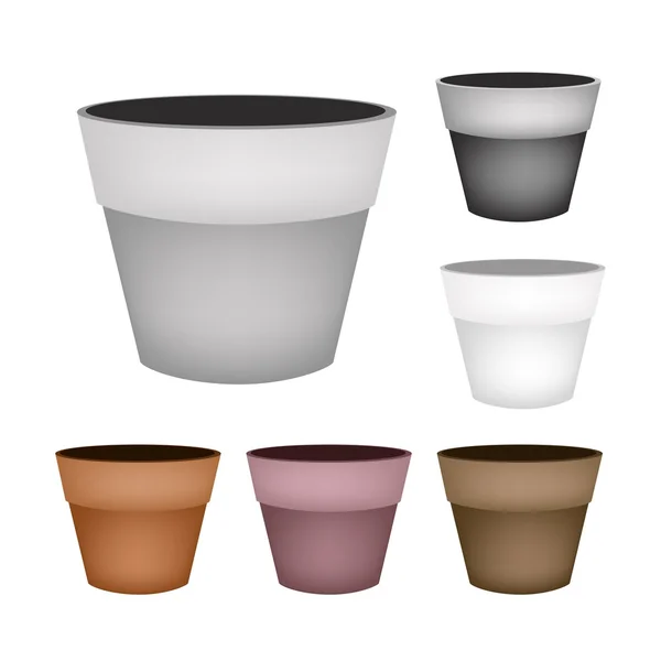 Set of Terracotta Flower Pots on White Background — Stock Vector