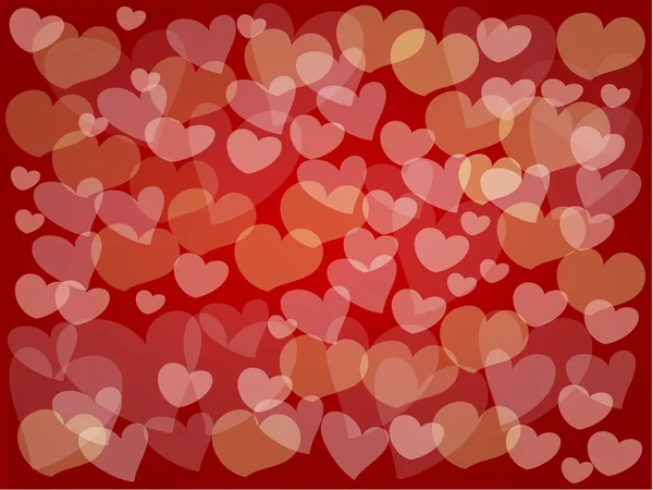 Pequeños corazones hacen un hermoso fondo rojo — Vector de stock