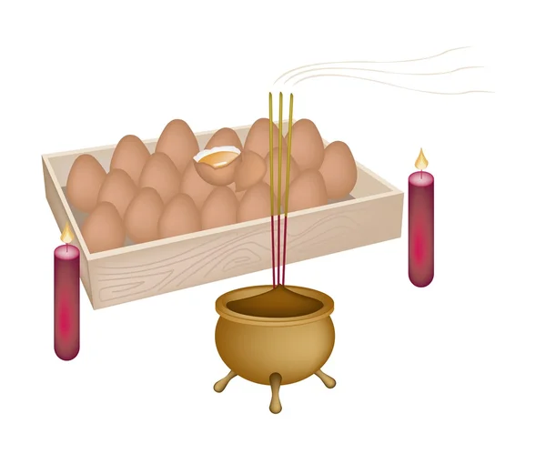 Pila de huevos cocidos para la adoración de Año Nuevo — Vector de stock