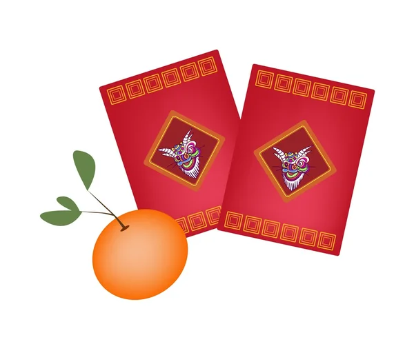 Φάκελοι κόκκινο και πορτοκαλί για το κινεζικό νέο έτος — Διανυσματικό Αρχείο