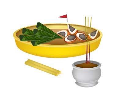 Areca fındık ve tembul yaprakları mum ve Joss sopa ile