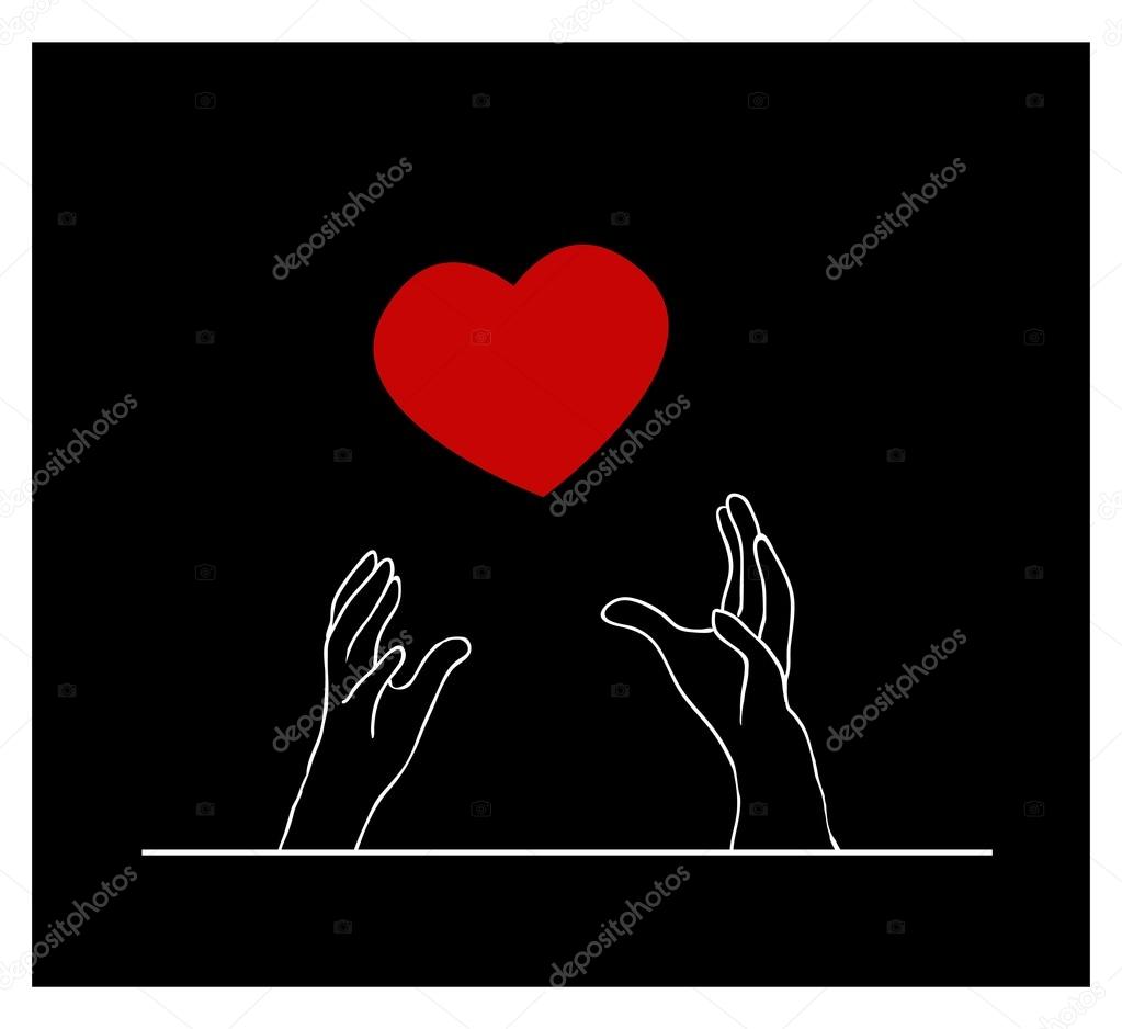 A Lovely Red Heart Falling From Hands