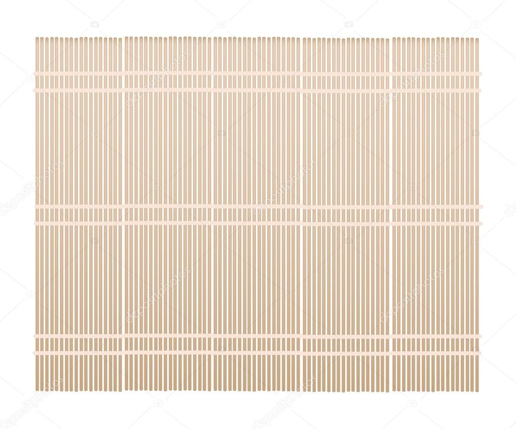 A Brown Bamboo Mat on White Background