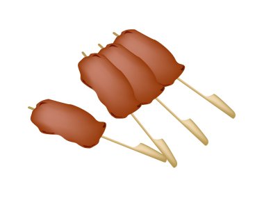 Yakitori Negima veya Japonca gıda şiş ızgara