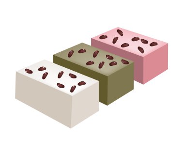 Uiro Mochi veya geleneksel Japon buğulanmış kek