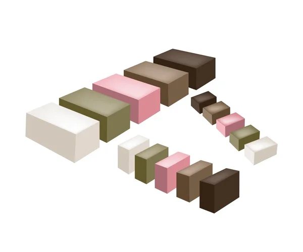 Set van Uiro of traditioneel Japans gestoomd Cake — Stockvector