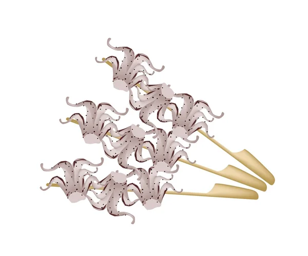 Yakitori Tako nebo japonské Grilovaná chobotnice na špízu — Stockový vektor
