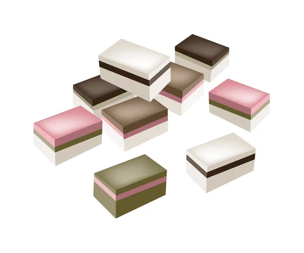 Uiro Mochi o pastel tradicional japonés de capa al vapor — Vector de stock