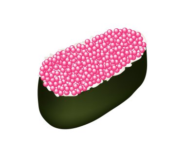 Pembe Tobiko Karaca suşi beyaz arka plan üzerinde