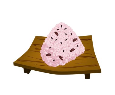 Sekihan Onigiri Geta plaka üzerinde kırmızı fasulye ile